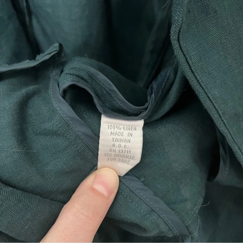 Lord & Taylor 100% Linen Unlined Blazer Longline Dark Green Size 18W Career